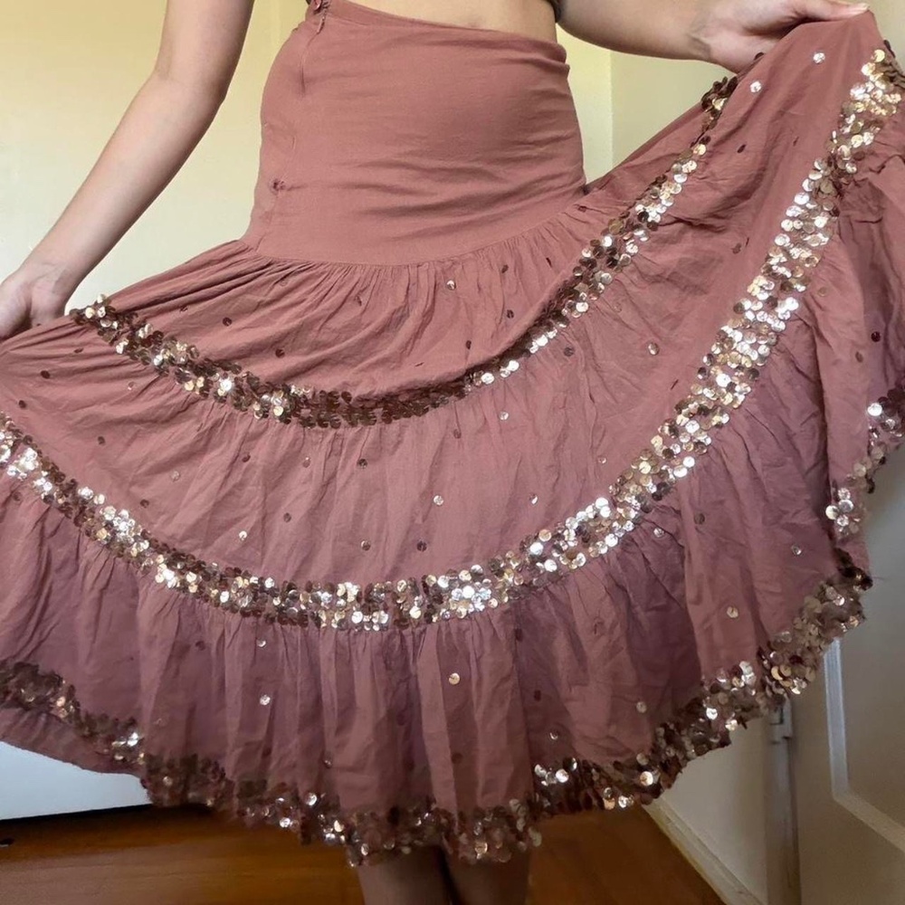 100% cotton le petite Paris sequin festival style maxi skirt
